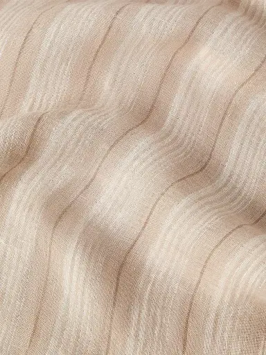 Brunello Cucinelli Women's Linen Scarf with Sparkling Regimental Stripes - Beige | Thumbnail 4 Brunello Cucinelli Women's Linen Scarf with Sparkling Regimental Stripes - Beige | Thumbnail 4