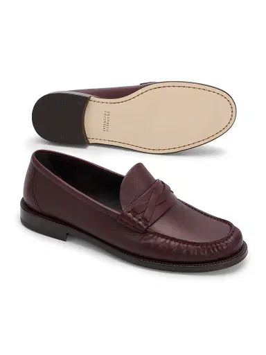 Brunello Cucinelli Men's Leather Braided Strap Loafers - Burgundy - Size 7 | Thumbnail 6