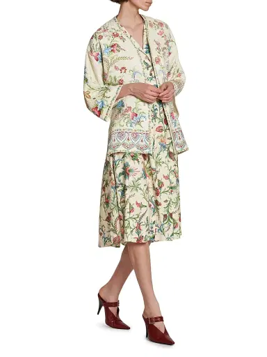 Etro Women's Kesa Paisley Cotton Vented Jacket - Stampa Bianco | Thumbnail 2