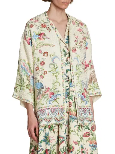 Etro Women's Kesa Paisley Cotton Vented Jacket - Stampa Bianco | Thumbnail 4