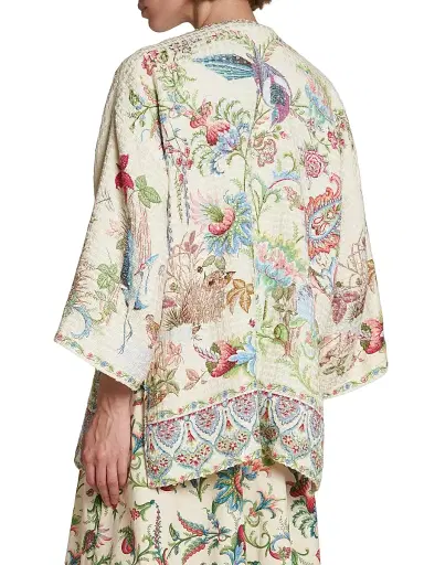 Etro Women's Kesa Paisley Cotton Vented Jacket - Stampa Bianco | Thumbnail 5