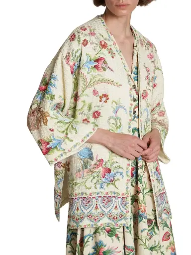 Etro Women's Kesa Paisley Cotton Vented Jacket - Stampa Bianco | Thumbnail 6