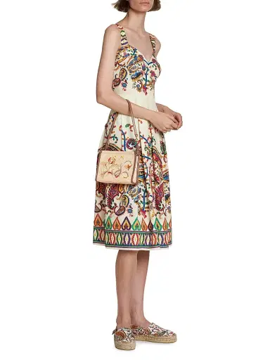 Etro Women's Floral-Embroidered Woven Pouch - Cammello | Thumbnail 2