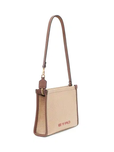 Etro Women's Floral-Embroidered Woven Pouch - Cammello | Thumbnail 4