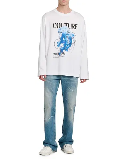 Versace Jeans Couture Men's Jellyfish Long-Sleeve T-Shirt - White | Thumbnail 2