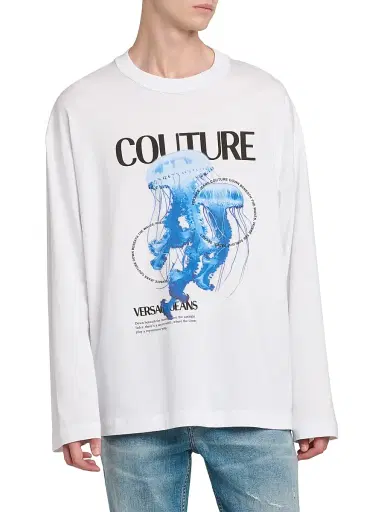 Versace Jeans Couture Men's Jellyfish Long-Sleeve T-Shirt - White | Thumbnail 3
