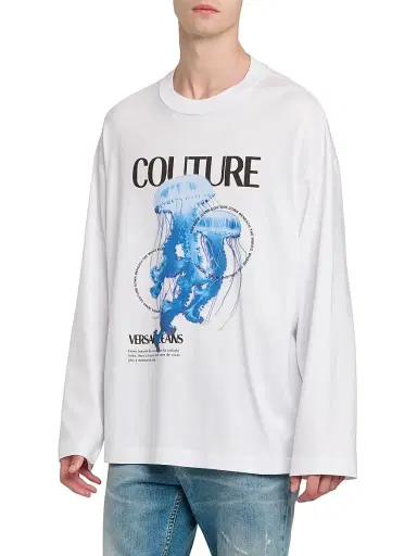 Versace Jeans Couture Men's Jellyfish Long-Sleeve T-Shirt - White | Thumbnail 4