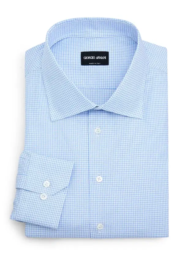 Men's Checked Dress Shirt - Light Blue Men's Checked Dress Shirt - Light Blue