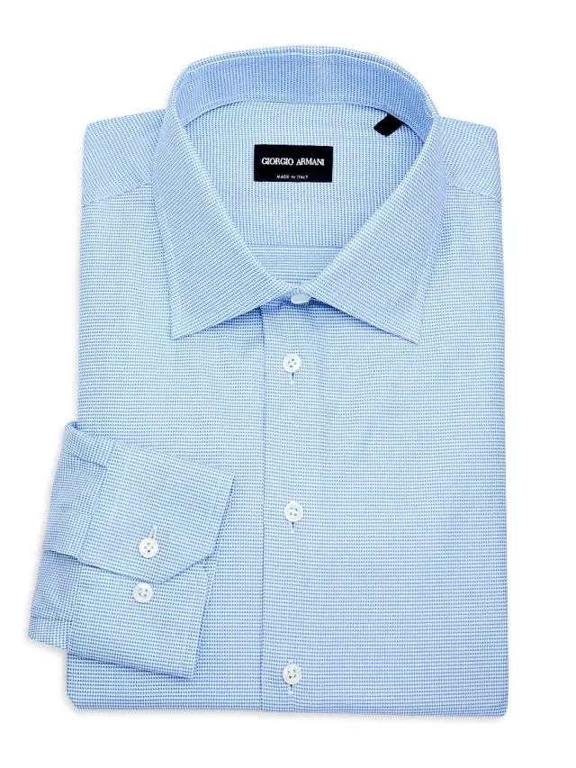 Men's Houndstooth Dress Shirt - Light Blue