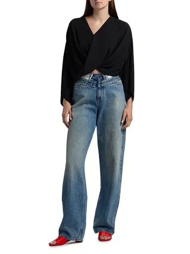 MM6 MAISON MARGIELA Women's Deconstructed High-Rise Straight-Leg Jeans - Light Blue - Size 30 | Thumbnail 2 MM6 MAISON MARGIELA Women's Deconstructed High-Rise Straight-Leg Jeans - Light Blue - Size 30 | Thumbnail 2