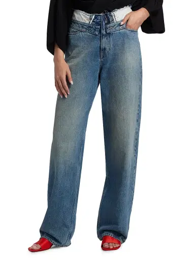 MM6 MAISON MARGIELA Women's Deconstructed High-Rise Straight-Leg Jeans - Light Blue - Size 30 | Thumbnail 3 MM6 MAISON MARGIELA Women's Deconstructed High-Rise Straight-Leg Jeans - Light Blue - Size 30 | Thumbnail 3
