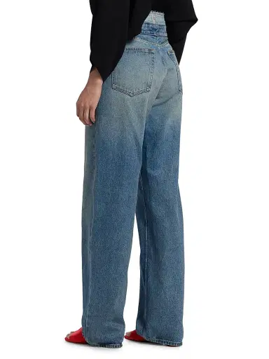 MM6 MAISON MARGIELA Women's Deconstructed High-Rise Straight-Leg Jeans - Light Blue - Size 30 | Thumbnail 5 MM6 MAISON MARGIELA Women's Deconstructed High-Rise Straight-Leg Jeans - Light Blue - Size 30 | Thumbnail 5