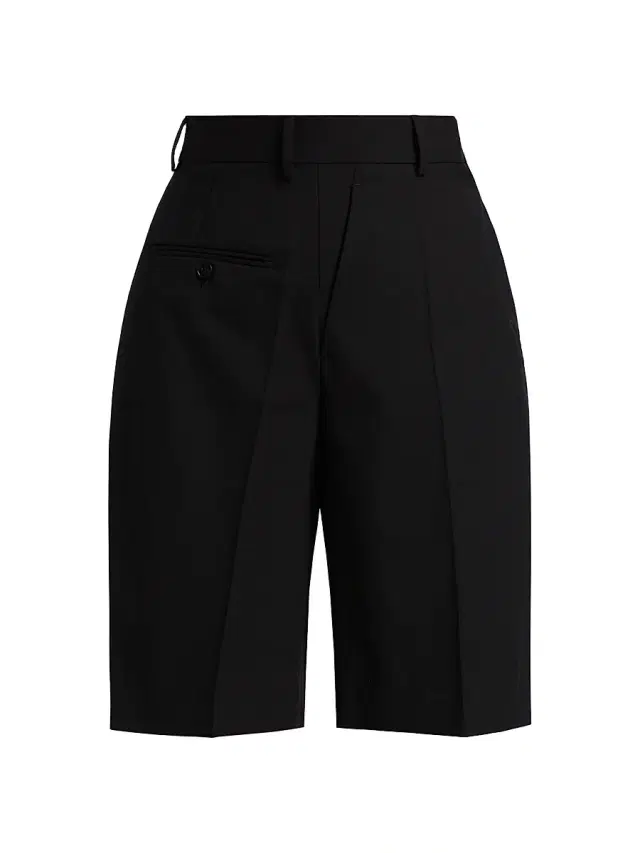 Women's Tailored Wool-Blend Bermuda Shorts - Black