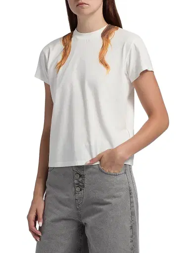 MM6 MAISON MARGIELA Women's Hair Cotton Crewneck T-Shirt - Off White - Size XS | Thumbnail 4