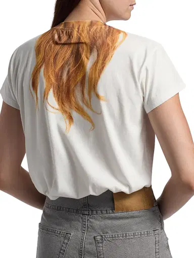 MM6 MAISON MARGIELA Women's Hair Cotton Crewneck T-Shirt - Off White - Size XS | Thumbnail 6