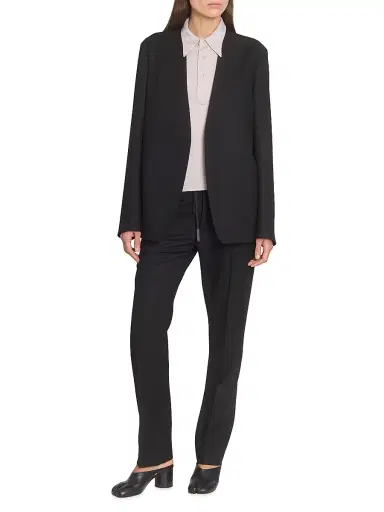 Maison Margiela Women's Drawstring Wool Flannel Pants - Black - Size 8 | Thumbnail 2