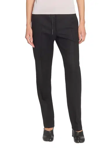 Maison Margiela Women's Drawstring Wool Flannel Pants - Black - Size 8 | Thumbnail 3