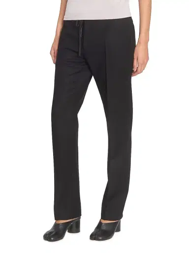 Maison Margiela Women's Drawstring Wool Flannel Pants - Black - Size 8 | Thumbnail 4