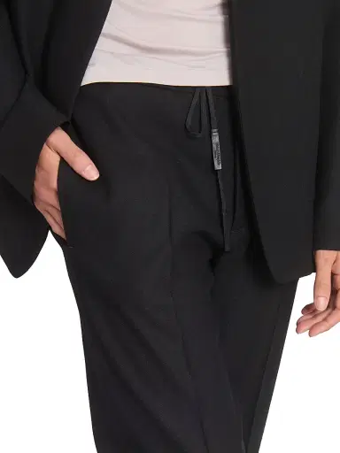 Maison Margiela Women's Drawstring Wool Flannel Pants - Black - Size 8 | Thumbnail 6
