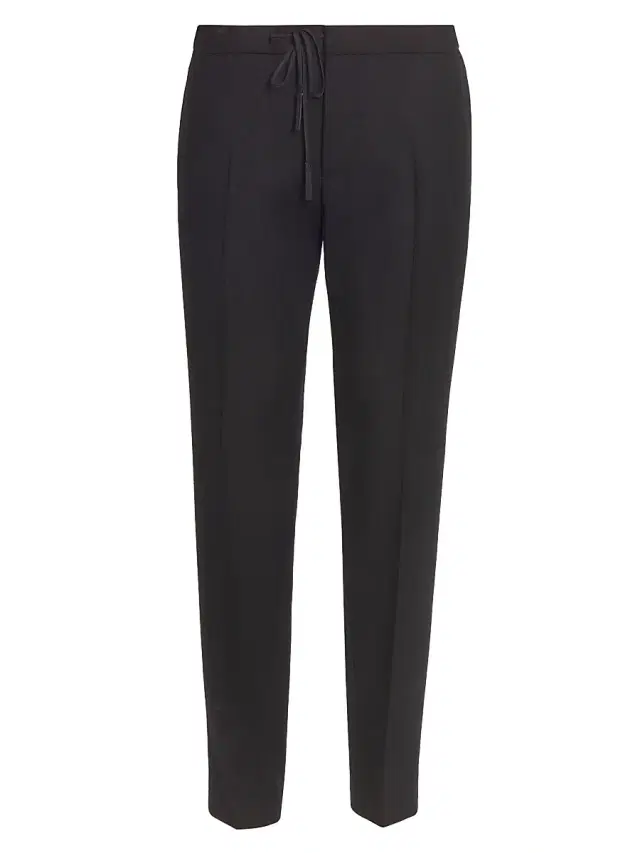 Maison Margiela Women's Drawstring Wool Flannel Pants - Black