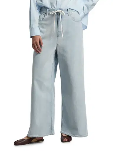 MM6 MAISON MARGIELA Women's Drawstring Mid-Rise Wide-Leg Jeans - Light Blue - Size 30 | Thumbnail 3 MM6 MAISON MARGIELA Women's Drawstring Mid-Rise Wide-Leg Jeans - Light Blue - Size 30 | Thumbnail 3