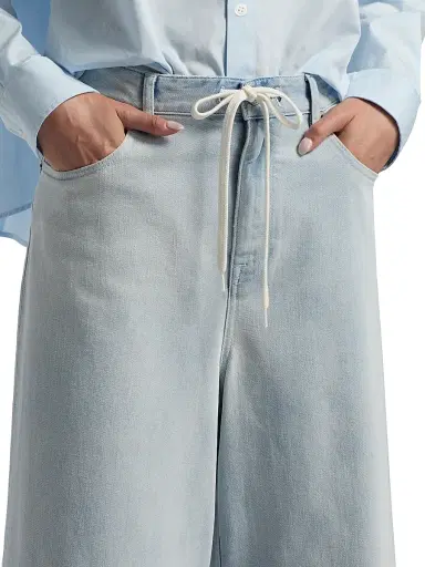MM6 MAISON MARGIELA Women's Drawstring Mid-Rise Wide-Leg Jeans - Light Blue - Size 30 | Thumbnail 6 MM6 MAISON MARGIELA Women's Drawstring Mid-Rise Wide-Leg Jeans - Light Blue - Size 30 | Thumbnail 6