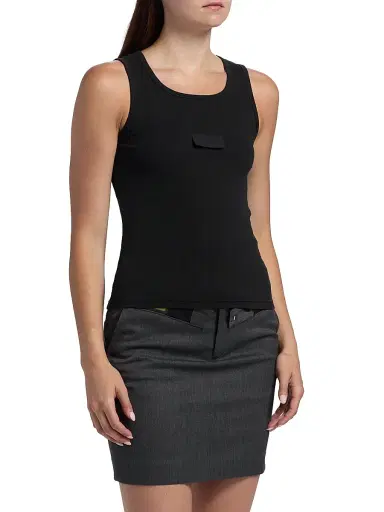 MM6 MAISON MARGIELA Women's Logo Rib-Knit Stretch Cotton Tank - Black - Size XS | Thumbnail 4 MM6 MAISON MARGIELA Women's Logo Rib-Knit Stretch Cotton Tank - Black - Size XS | Thumbnail 4