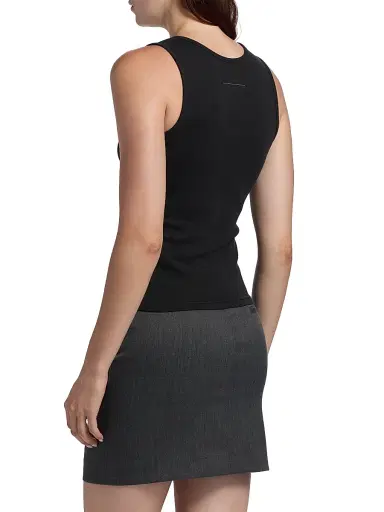 MM6 MAISON MARGIELA Women's Logo Rib-Knit Stretch Cotton Tank - Black - Size XS | Thumbnail 5 MM6 MAISON MARGIELA Women's Logo Rib-Knit Stretch Cotton Tank - Black - Size XS | Thumbnail 5