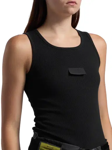 MM6 MAISON MARGIELA Women's Logo Rib-Knit Stretch Cotton Tank - Black - Size XS | Thumbnail 6 MM6 MAISON MARGIELA Women's Logo Rib-Knit Stretch Cotton Tank - Black - Size XS | Thumbnail 6