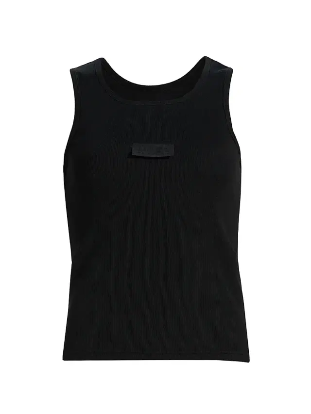 Women's Logo Rib-Knit Stretch Cotton Tank - Black