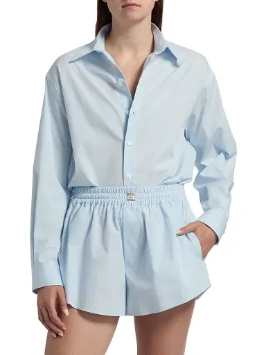 MM6 Maison Margiela Women's Cotton Poplin Crop Shirt - Light Blue | Thumbnail 3 MM6 Maison Margiela Women's Cotton Poplin Crop Shirt - Light Blue | Thumbnail 3