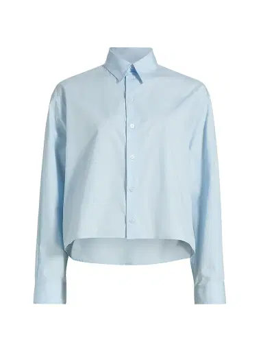 MM6 Maison Margiela Women's Cotton Poplin Crop Shirt - Light Blue | Thumbnail 1 MM6 Maison Margiela Women's Cotton Poplin Crop Shirt - Light Blue | Thumbnail 1