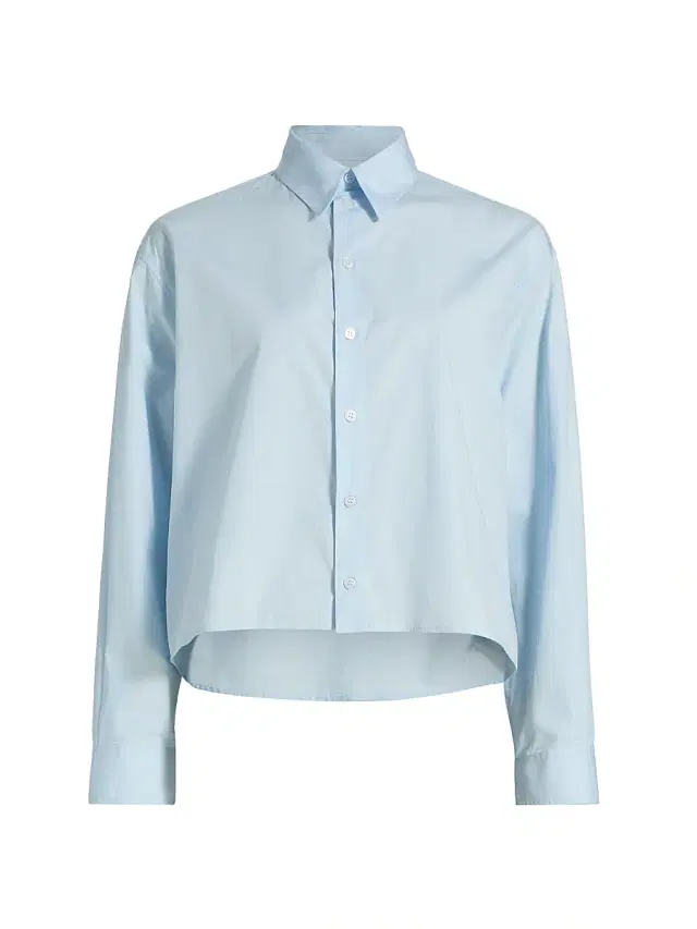 MM6 Maison Margiela Women's Cotton Poplin Crop Shirt - Light Blue
