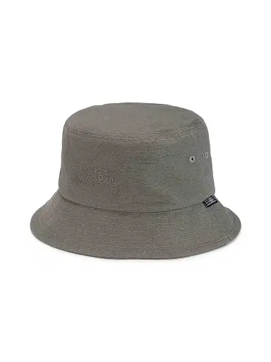 MM6 MAISON MARGIELA Men's Logo Cotton Canvas Bucket Hat - Grey Blue - Size Small | Thumbnail 1