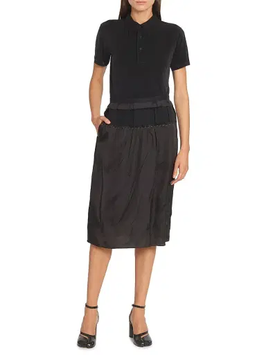 Maison Margiela Women's Textured Gabardine Midi-Skirt - Dark Grey | Thumbnail 2 Maison Margiela Women's Textured Gabardine Midi-Skirt - Dark Grey | Thumbnail 2