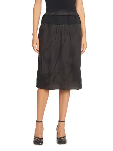 Maison Margiela Women's Textured Gabardine Midi-Skirt - Dark Grey | Thumbnail 3 Maison Margiela Women's Textured Gabardine Midi-Skirt - Dark Grey | Thumbnail 3