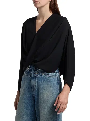 MM6 Maison Margiela Women's Fluid Surplice Blouse - Black | Thumbnail 4 MM6 Maison Margiela Women's Fluid Surplice Blouse - Black | Thumbnail 4