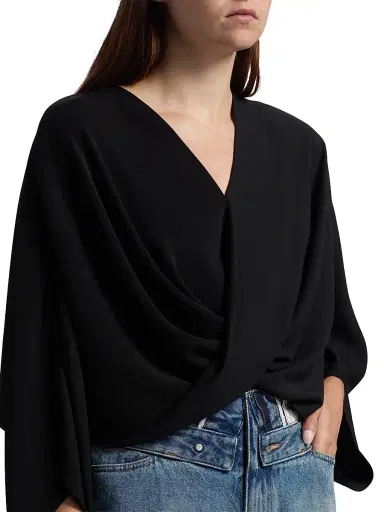 MM6 Maison Margiela Women's Fluid Surplice Blouse - Black | Thumbnail 6 MM6 Maison Margiela Women's Fluid Surplice Blouse - Black | Thumbnail 6