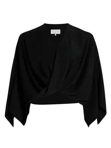 MM6 Maison Margiela Women's Fluid Surplice Blouse - Black | Thumbnail 1 MM6 Maison Margiela Women's Fluid Surplice Blouse - Black | Thumbnail 1