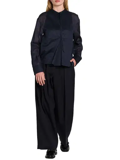 Jil Sander Women's Pleated Wool Gabardine Trousers - Navy - Size 0 | Thumbnail 2