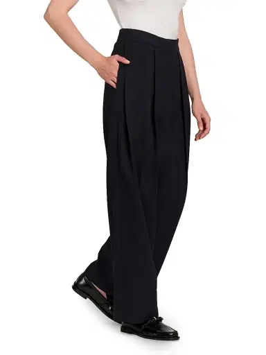Jil Sander Women's Pleated Wool Gabardine Trousers - Navy - Size 0 | Thumbnail 4