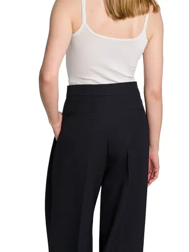 Jil Sander Women's Pleated Wool Gabardine Trousers - Navy - Size 0 | Thumbnail 6