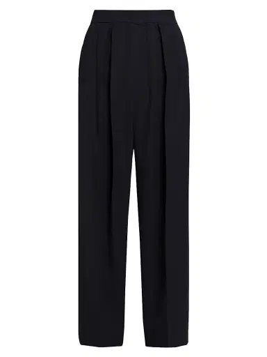 Jil Sander Women's Pleated Wool Gabardine Trousers - Navy - Size 0 | Thumbnail 1