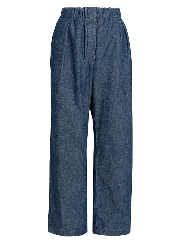 Jil Sander Women's Cotton Chambray Relaxed-Fit Trousers - Indigo