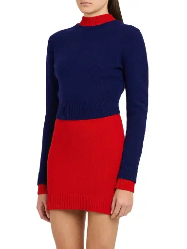 Jil Sander Women's Layered Colorblocked Wool Mini-Sweaterdress - Haiti | Thumbnail 4