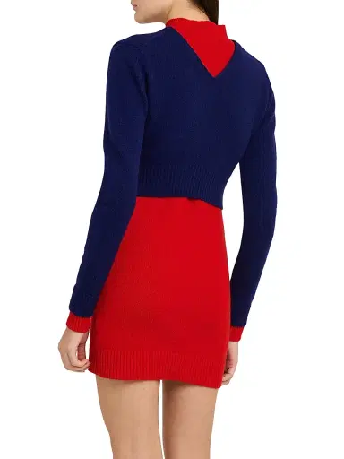 Jil Sander Women's Layered Colorblocked Wool Mini-Sweaterdress - Haiti | Thumbnail 5