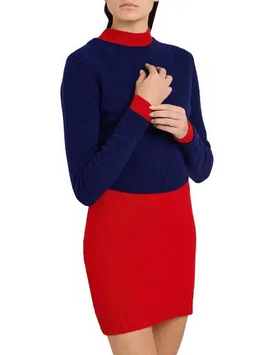 Jil Sander Women's Layered Colorblocked Wool Mini-Sweaterdress - Haiti | Thumbnail 6