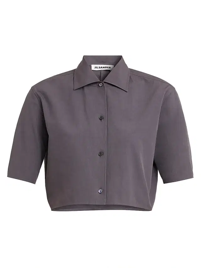 Women's Cotton Poplin Crop Shirt - Tarmac