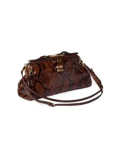 Miu Miu Women's Python-Print Ayers Leather Clutch - Brown | Thumbnail 2 Miu Miu Women's Python-Print Ayers Leather Clutch - Brown | Thumbnail 2