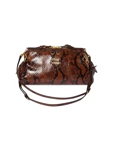 Miu Miu Women's Python-Print Ayers Leather Clutch - Brown | Thumbnail 1 Miu Miu Women's Python-Print Ayers Leather Clutch - Brown | Thumbnail 1